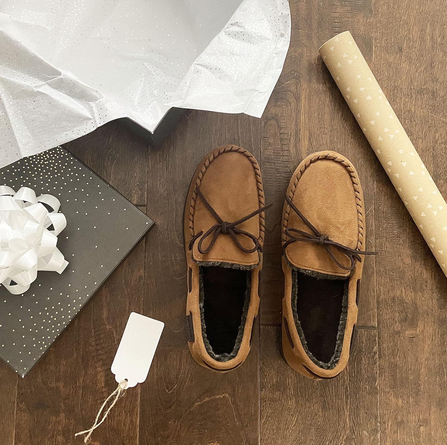imageDearfoams Mens Microsuede Moccasin with Tie SlipperChestnut
