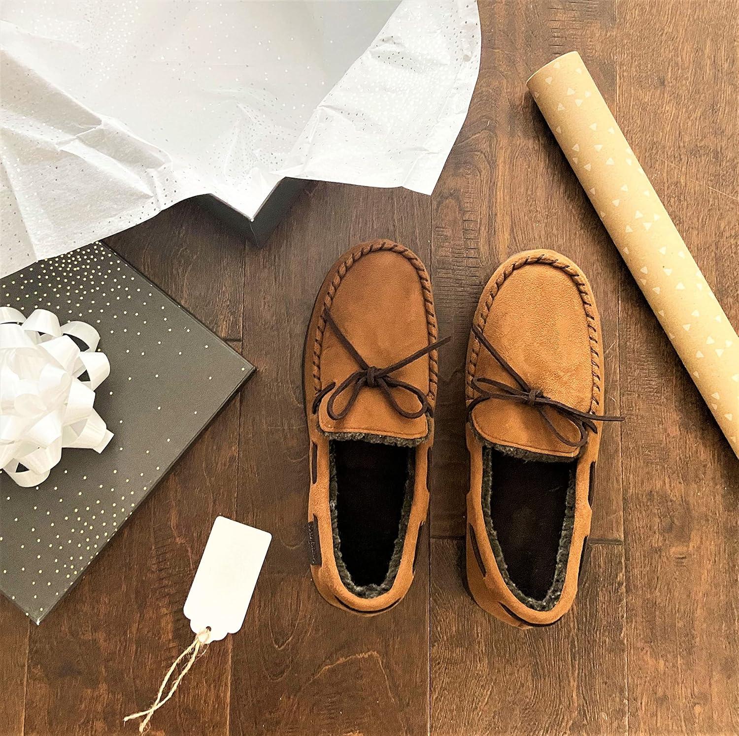 imageDearfoams Mens Microsuede Moccasin with Tie SlipperChestnut