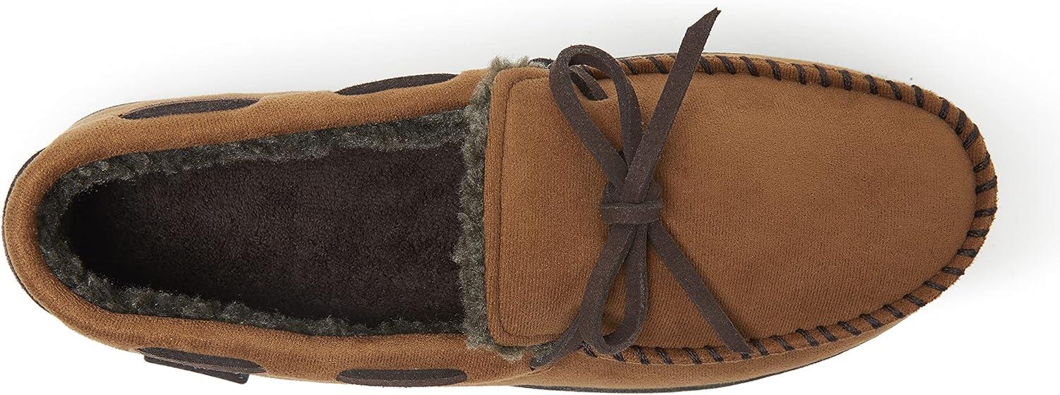 imageDearfoams Mens Microsuede Moccasin with Tie SlipperChestnut