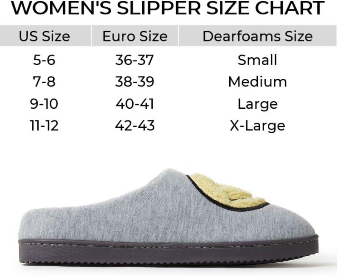 imageDearfoams Unisex Adult Smile Icon Retro Preppy SlippersWomens Grey