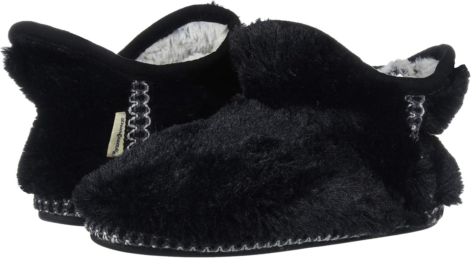 imageDearfoams UnisexChild Charlotte faux faux fur Bootie SlipperBlack