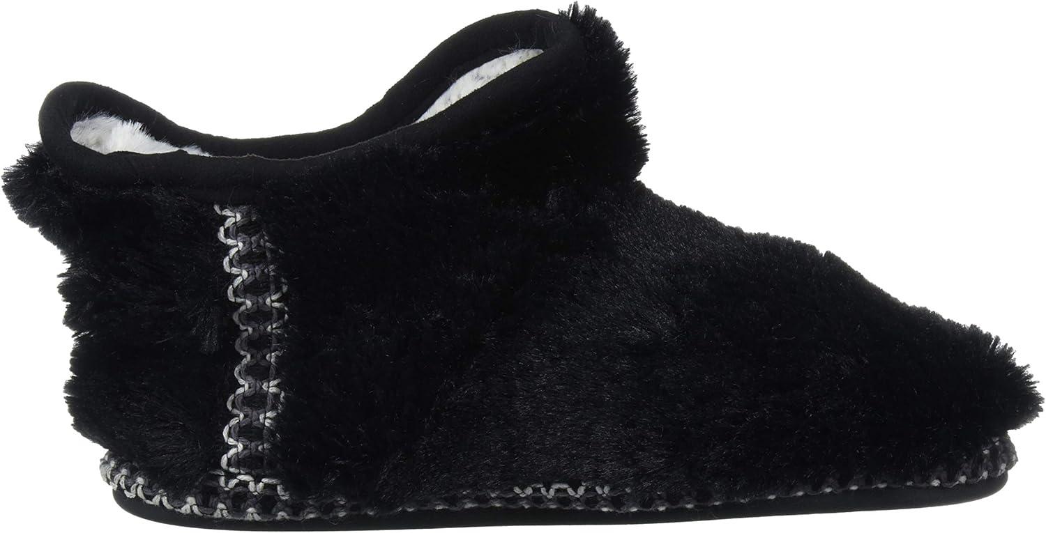 imageDearfoams UnisexChild Charlotte faux faux fur Bootie SlipperBlack