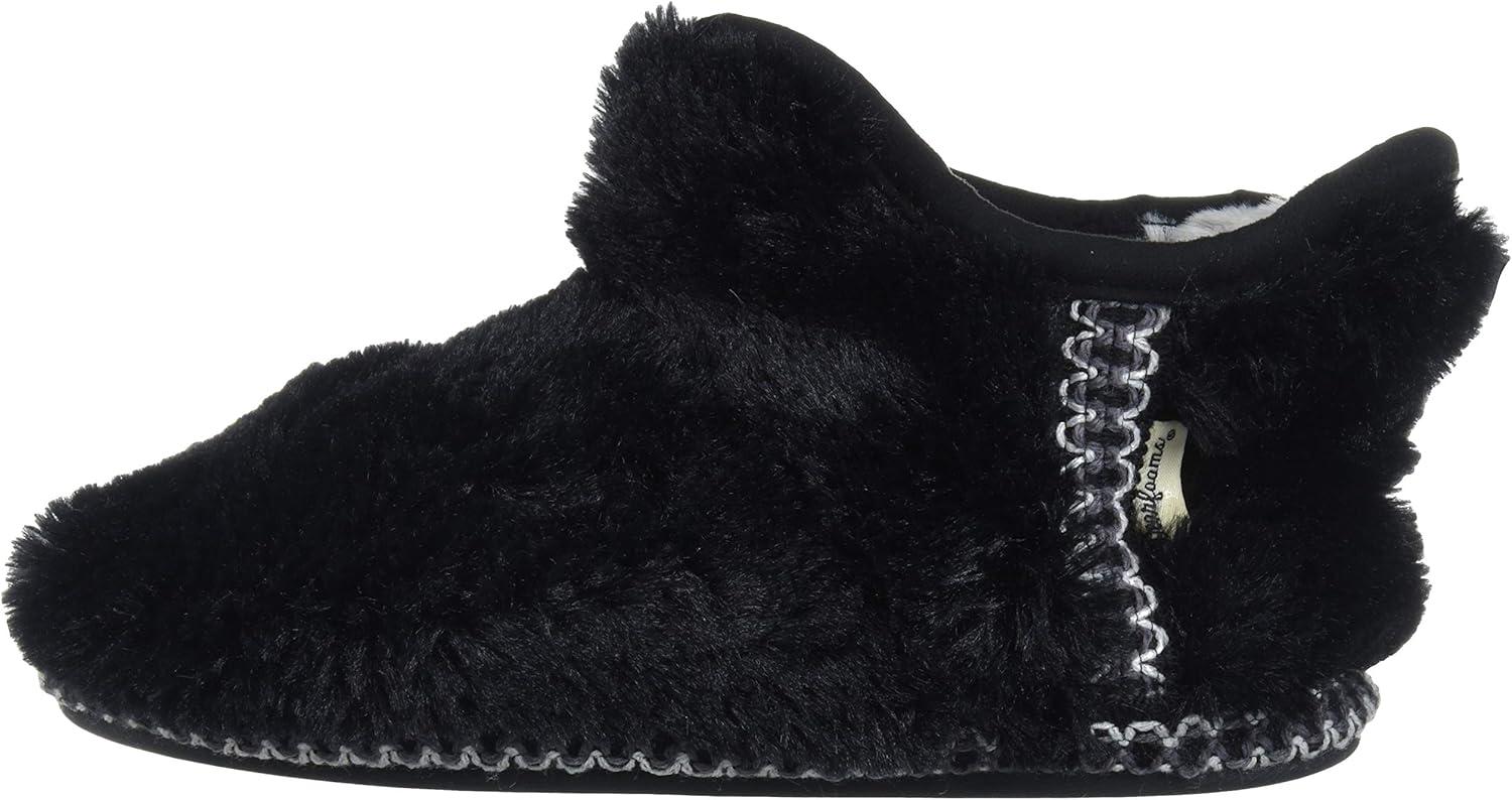imageDearfoams UnisexChild Charlotte faux faux fur Bootie SlipperBlack