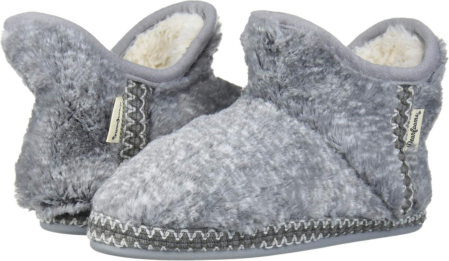 imageDearfoams UnisexChild Charlotte faux faux fur Bootie SlipperGrey Frost