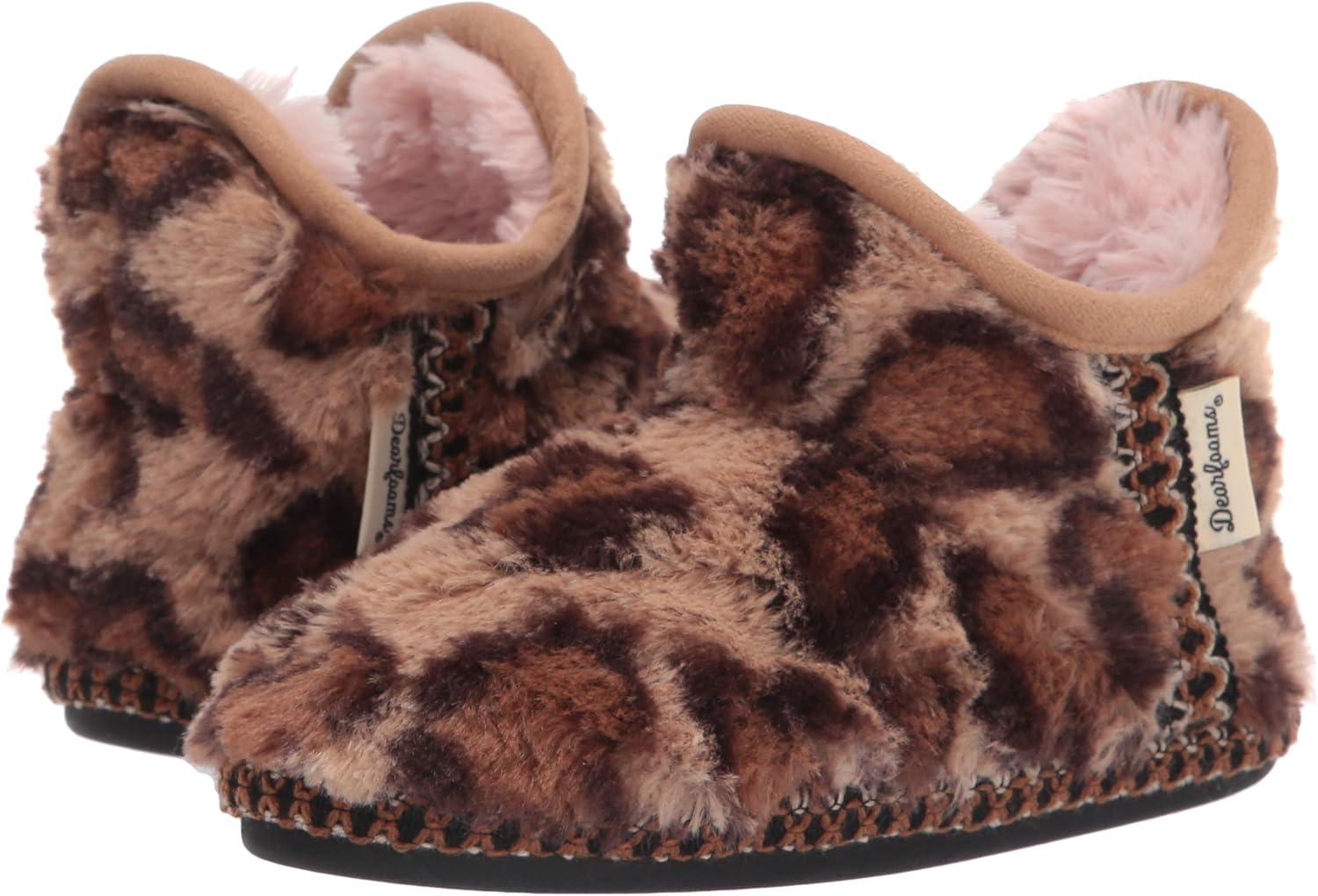 imageDearfoams UnisexChild Charlotte faux faux fur Bootie SlipperLeopard