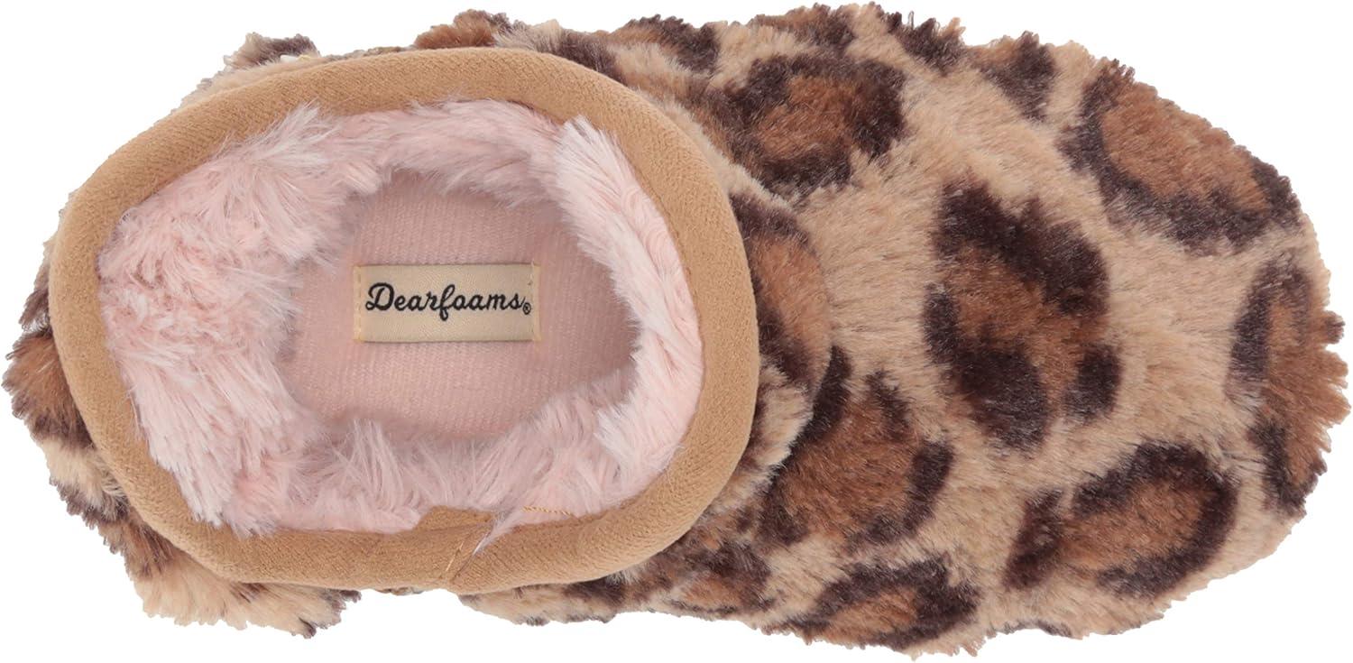 imageDearfoams UnisexChild Charlotte faux faux fur Bootie SlipperLeopard