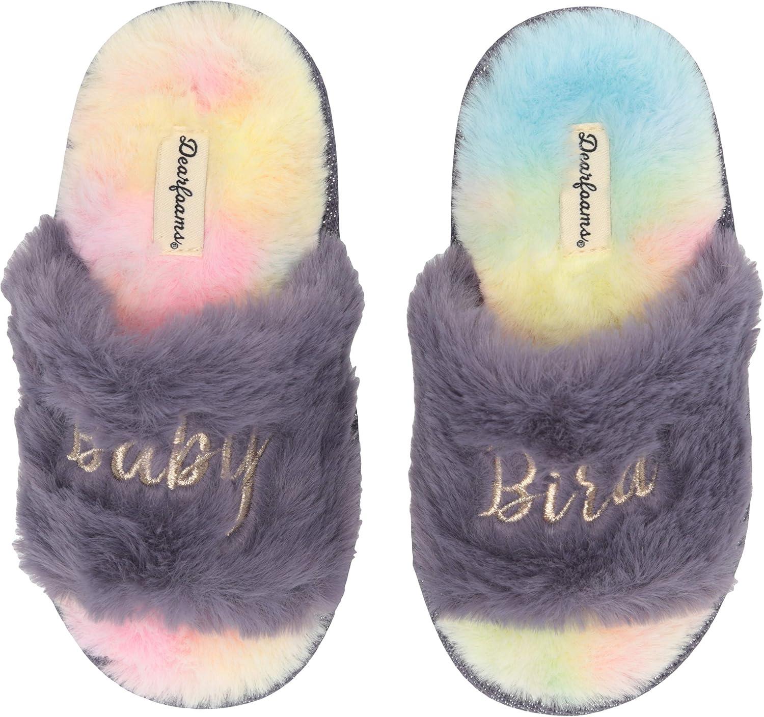 imageDearfoams UnisexChild Lana Slide with Slogan SlipperBaby Bird