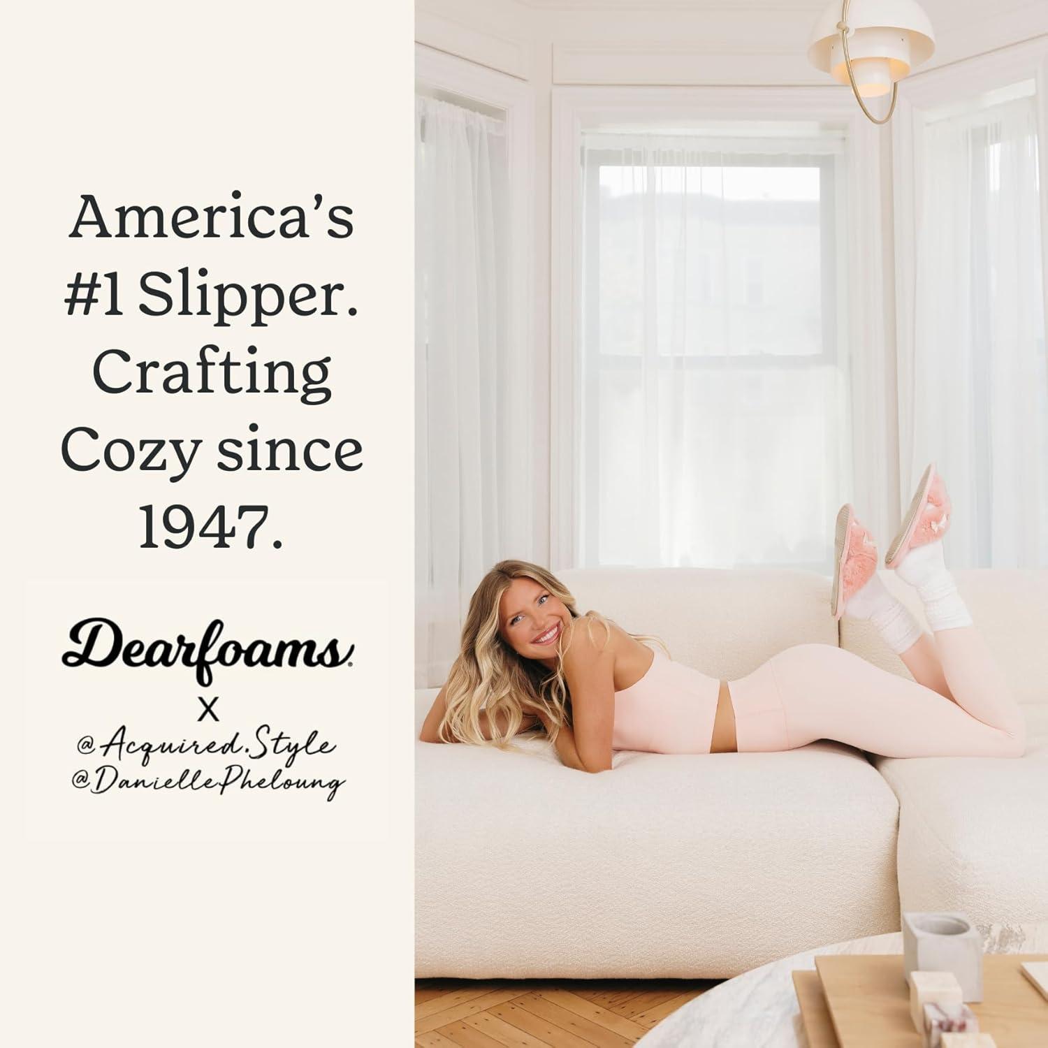 imageDearfoams Womens Acquired Style ampamp Danielle Pheloung Exclusive Memory Foam Jessica Cozy Bow Cross Band Slide SlippersPink Bows