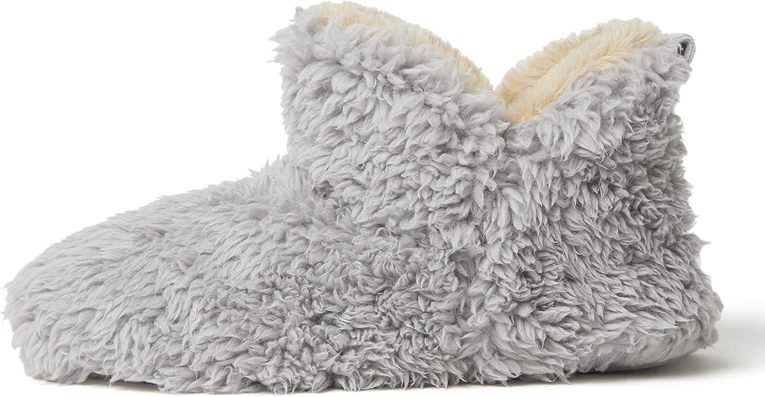 imageDearfoams Womens Chelsea Faux Fuzzy Sherpa Indoor House Bootie SlipperSleet