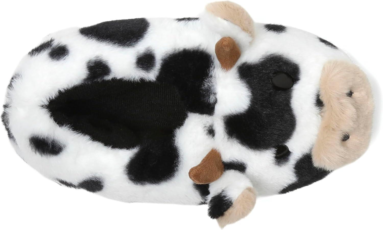 imageDearfoams Womens Cozyfoams Plush Animal Slippers Fuzzy Character House Shoes Memory Foam ComfortCow