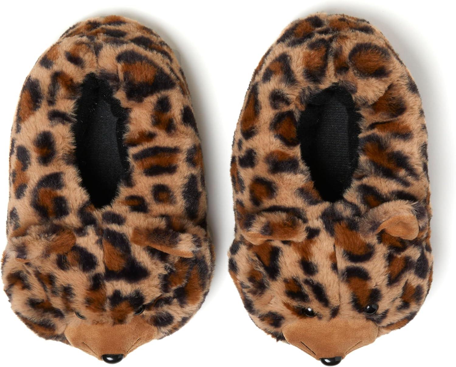 imageDearfoams Womens Cozyfoams Plush Animal Slippers Fuzzy Character House Shoes Memory Foam ComfortLeopard Cat