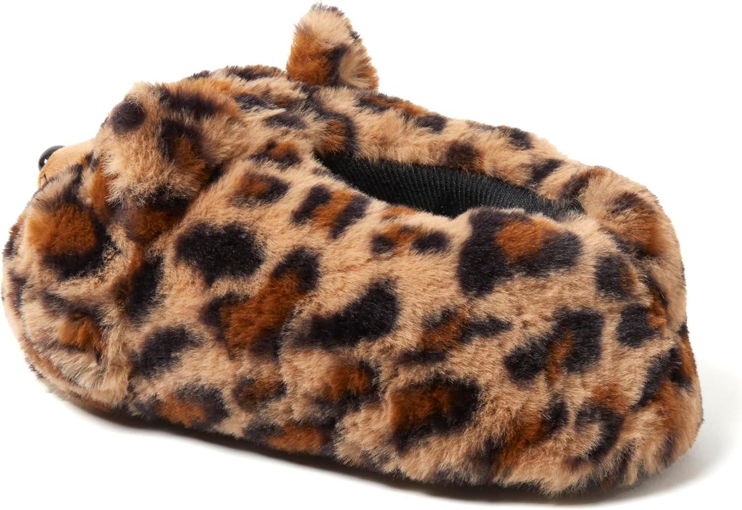 imageDearfoams Womens Cozyfoams Plush Animal Slippers Fuzzy Character House Shoes Memory Foam ComfortLeopard Cat