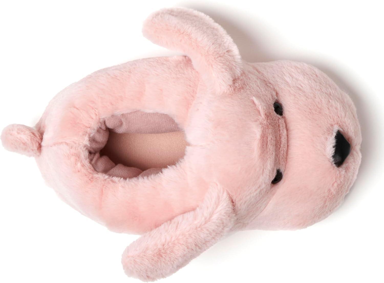 imageDearfoams Womens Cozyfoams Plush Animal Slippers Fuzzy Character House Shoes Memory Foam ComfortPeach Dog