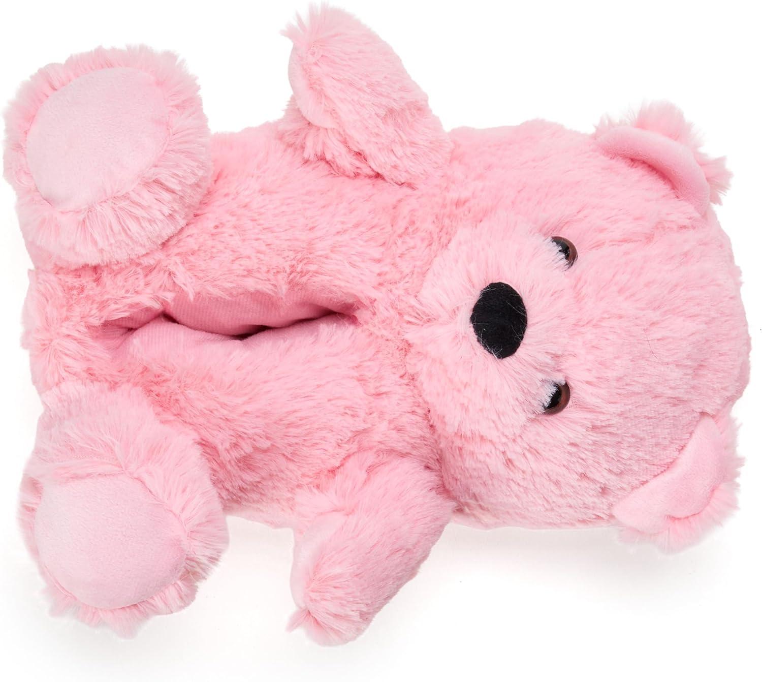 imageDearfoams Womens Cozyfoams Plush Animal Slippers Fuzzy Character House Shoes Memory Foam ComfortPink Bear