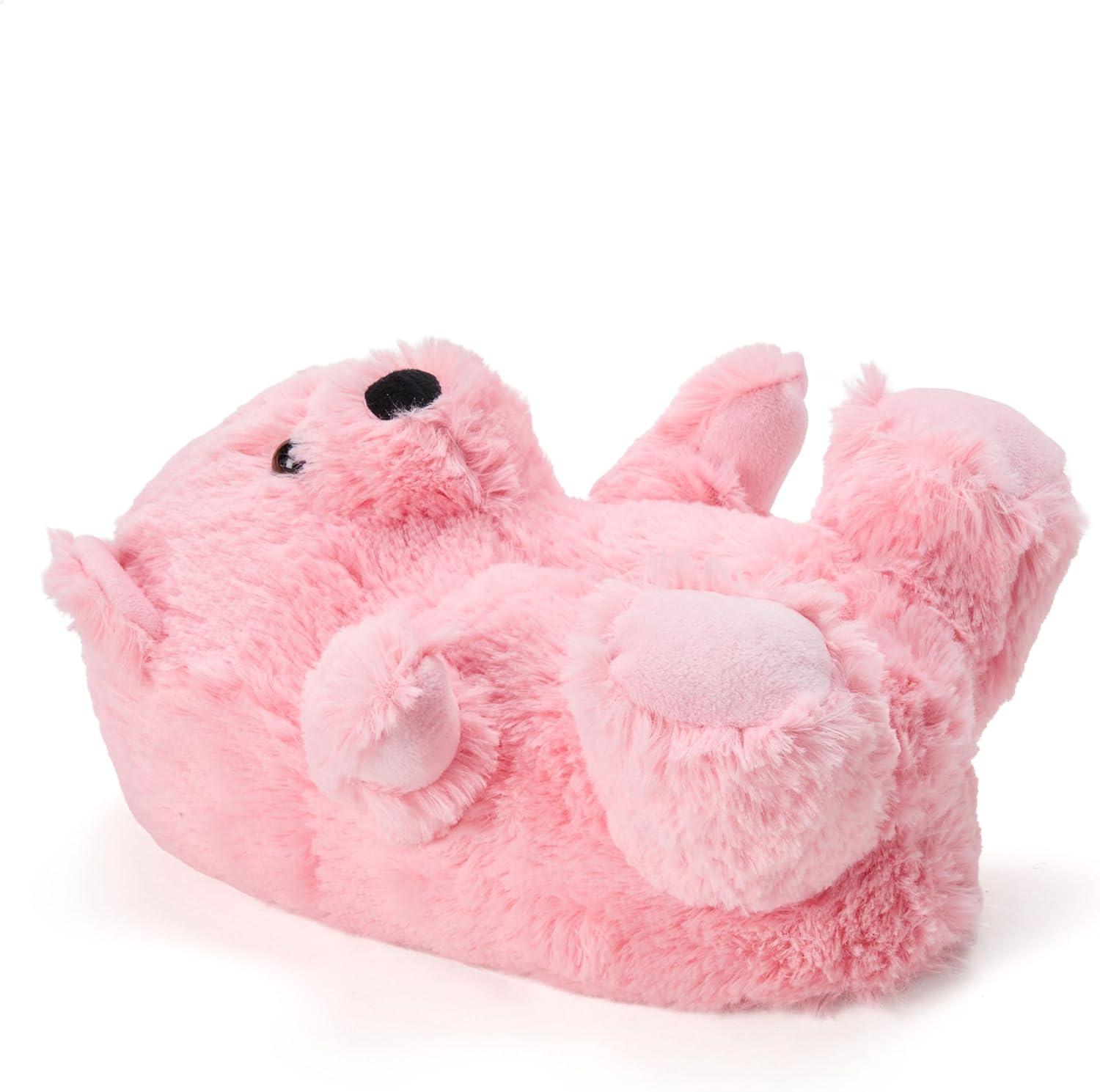 imageDearfoams Womens Cozyfoams Plush Animal Slippers Fuzzy Character House Shoes Memory Foam ComfortPink Bear