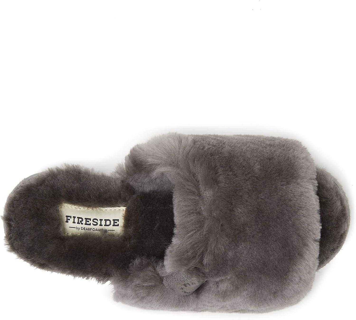 imageDearfoams Womens Fireside Cairns Shearling Easy onOff Slide Sandal SlipperGrey