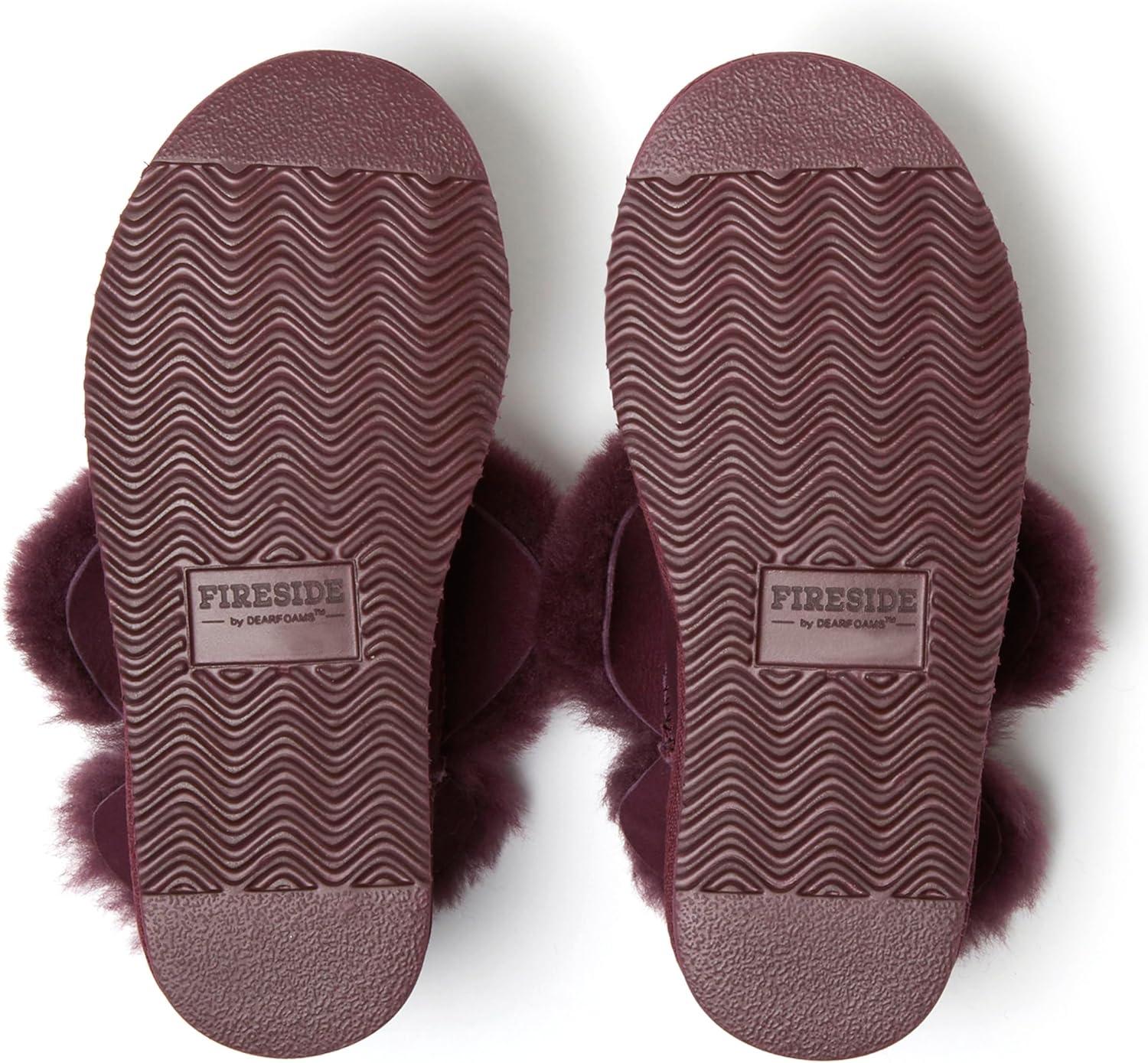 imageDearfoams Womens Fireside Shearling Water Resistant IndoorOutdoor Foldover Boot SlipperFig