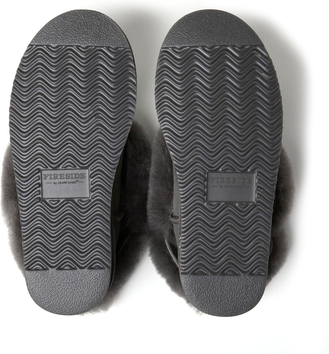 imageDearfoams Womens Fireside Shearling Water Resistant IndoorOutdoor Foldover Boot SlipperGrey