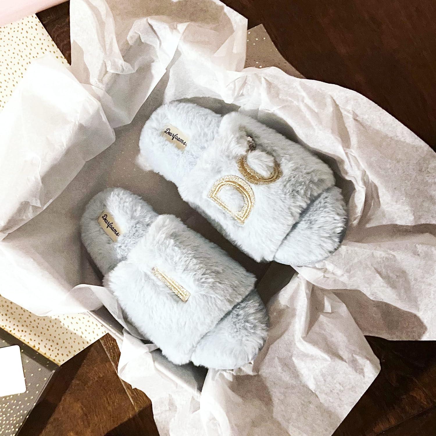 imageDearfoams Womens Giftable I Do ampamp I Do Crew Bride Slippers for Weddings and Bachelorette PartyI Do Blue