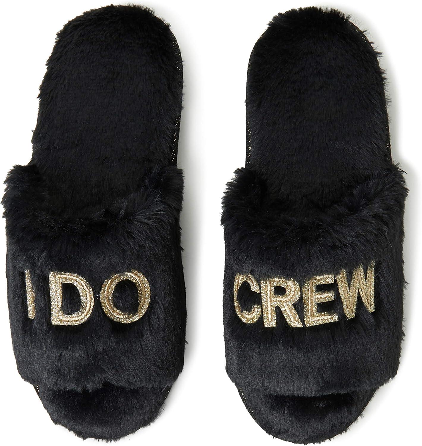 imageDearfoams Womens Giftable I Do ampamp I Do Crew Bride Slippers for Weddings and Bachelorette PartyI Do Crew