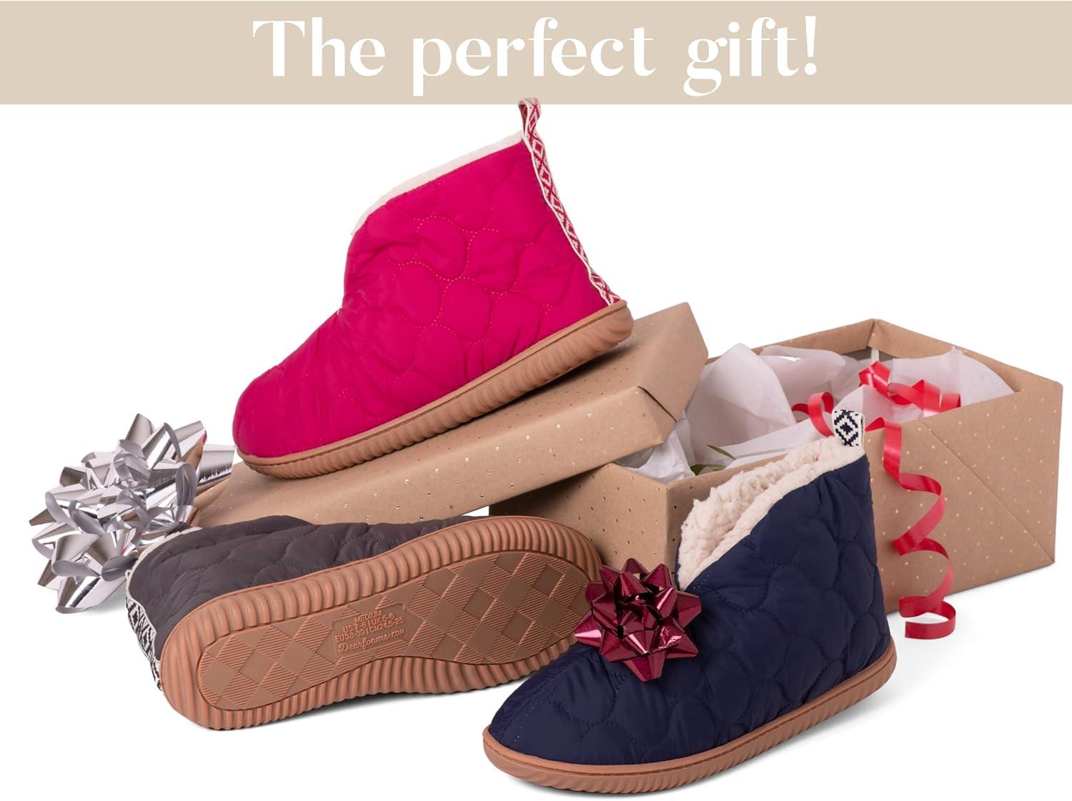imageDearfoams Womens IndoorOutdoor Warm Up Bootie SlipperPavement