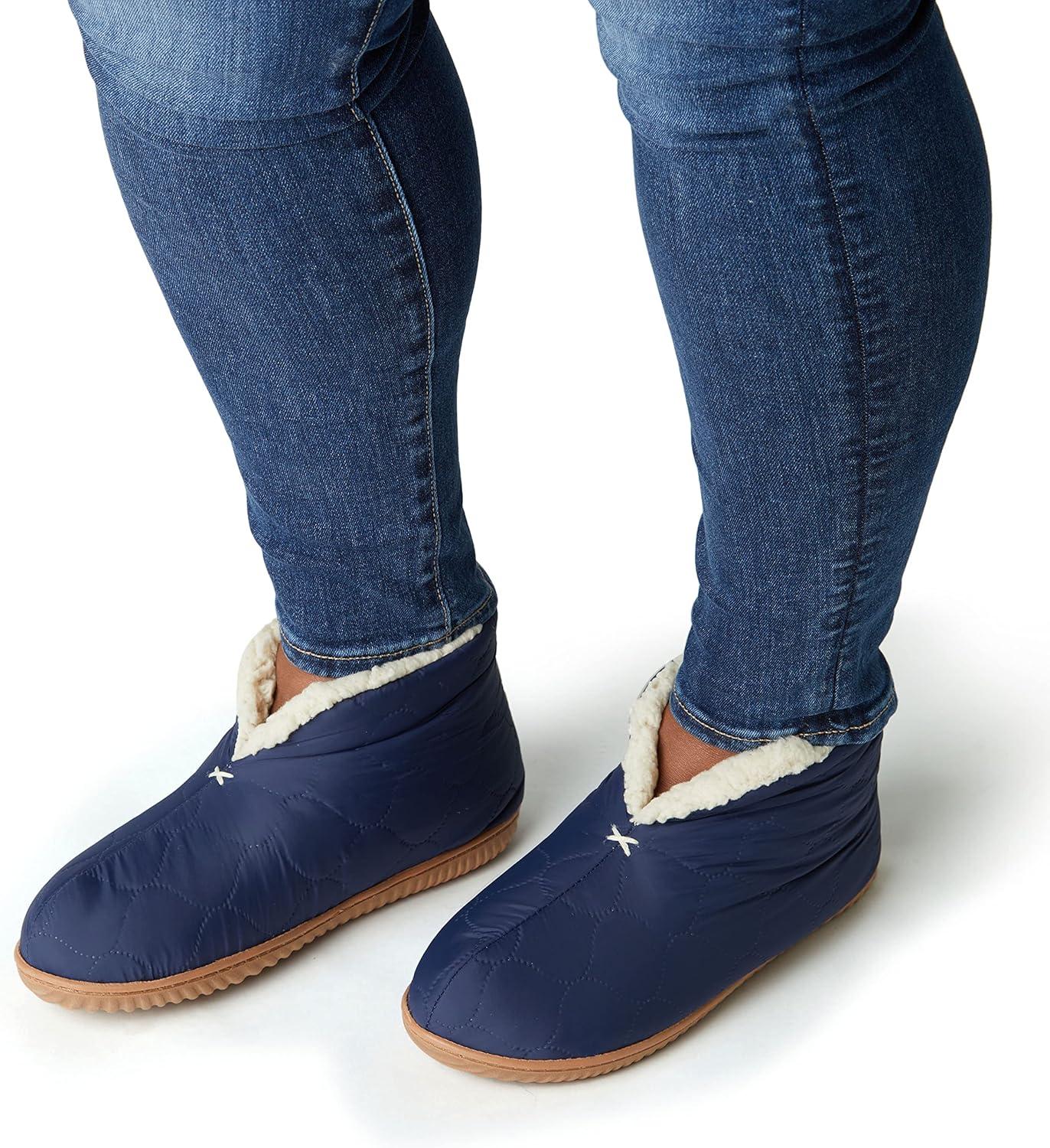 imageDearfoams Womens IndoorOutdoor Warm Up Bootie SlipperPeacoat