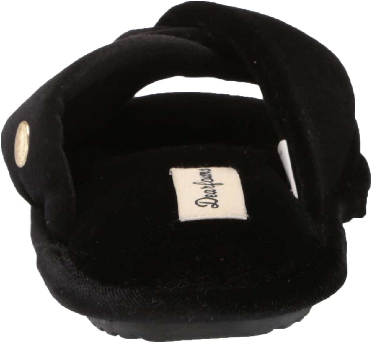 imageDearfoams Womens Jules Shiny Velour Twist Vamp Slide SlipperBlack