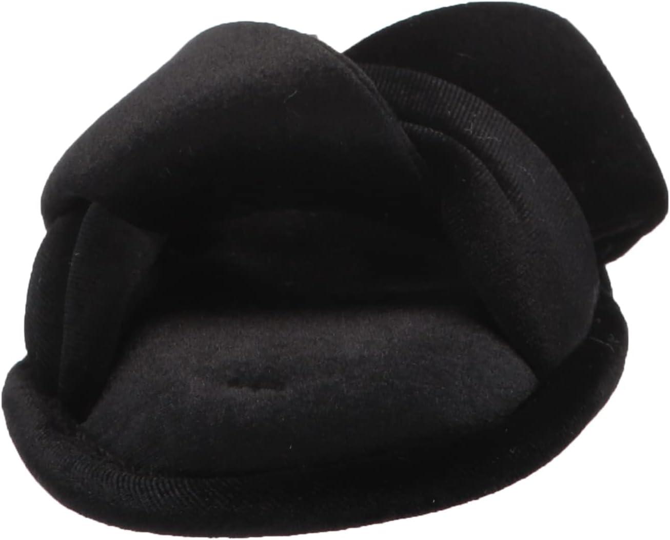 imageDearfoams Womens Jules Shiny Velour Twist Vamp Slide SlipperBlack