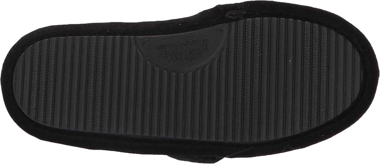 imageDearfoams Womens Jules Shiny Velour Twist Vamp Slide SlipperBlack