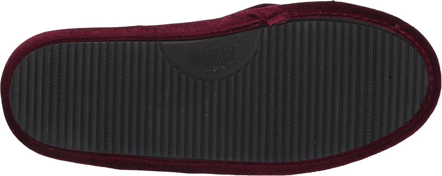 imageDearfoams Womens Jules Shiny Velour Twist Vamp Slide SlipperBurgundy