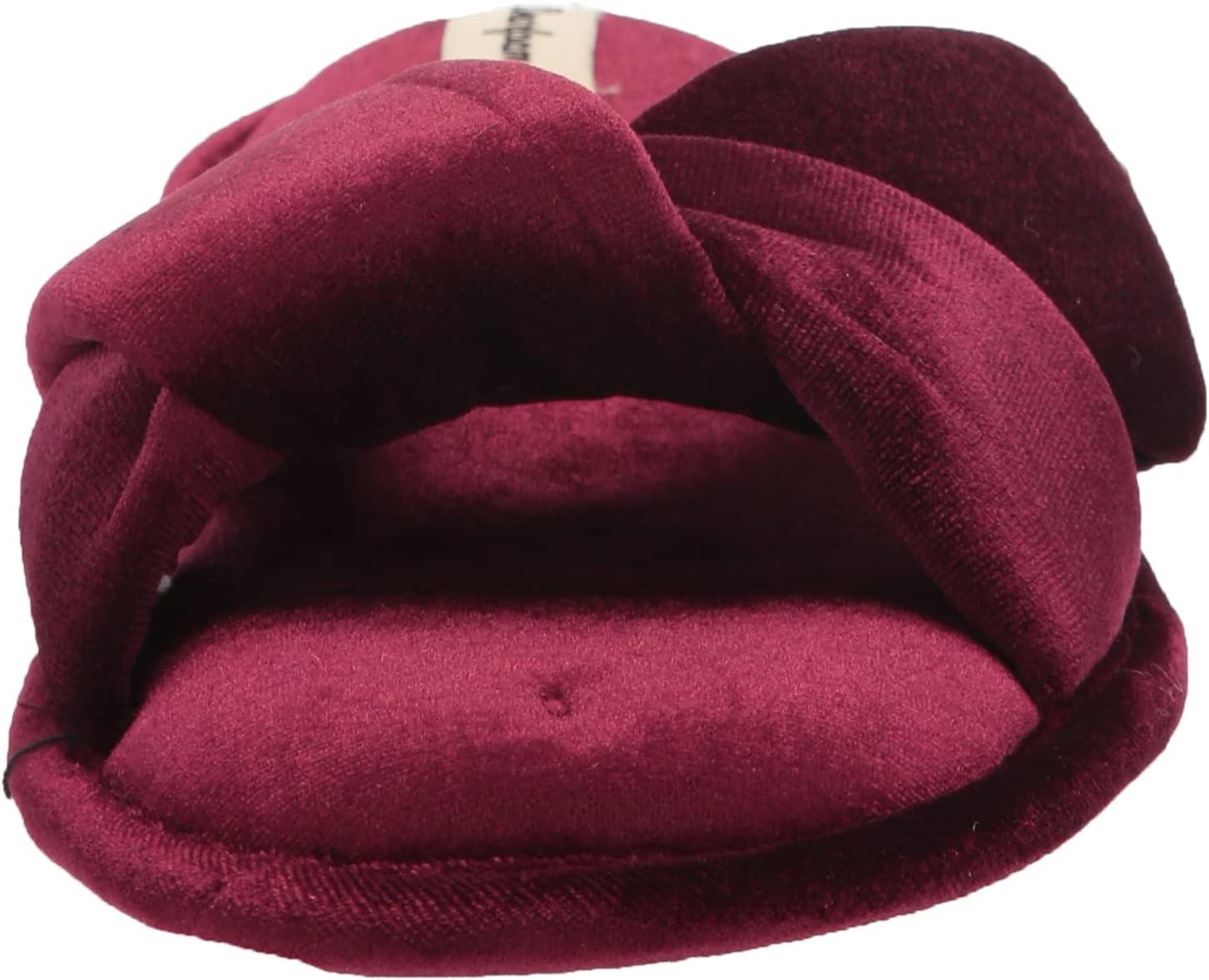 imageDearfoams Womens Jules Shiny Velour Twist Vamp Slide SlipperBurgundy