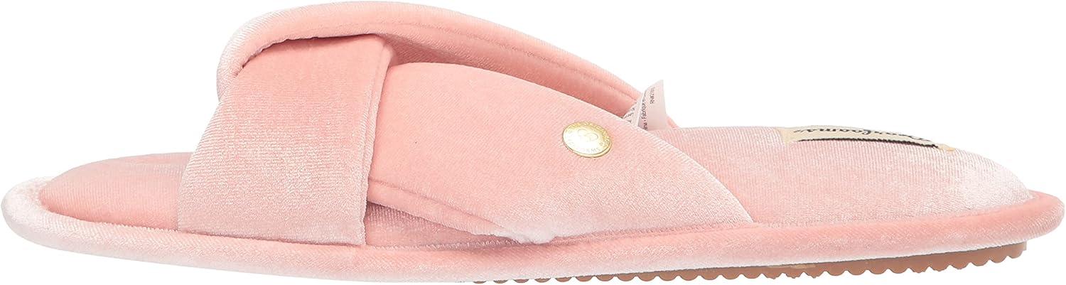 imageDearfoams Womens Jules Shiny Velour Twist Vamp Slide SlipperPale Mauve