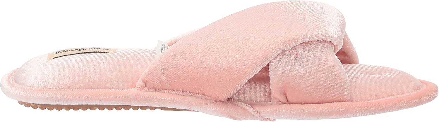 imageDearfoams Womens Jules Shiny Velour Twist Vamp Slide SlipperPale Mauve