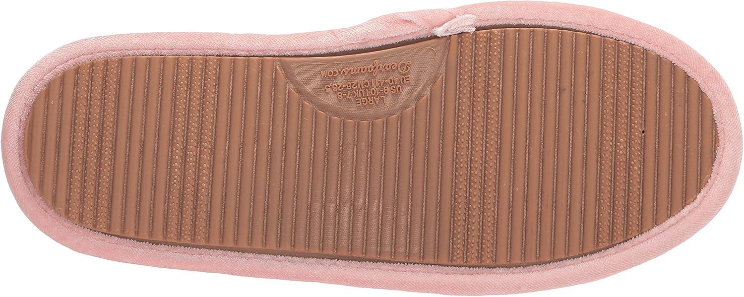 imageDearfoams Womens Jules Shiny Velour Twist Vamp Slide SlipperPale Mauve