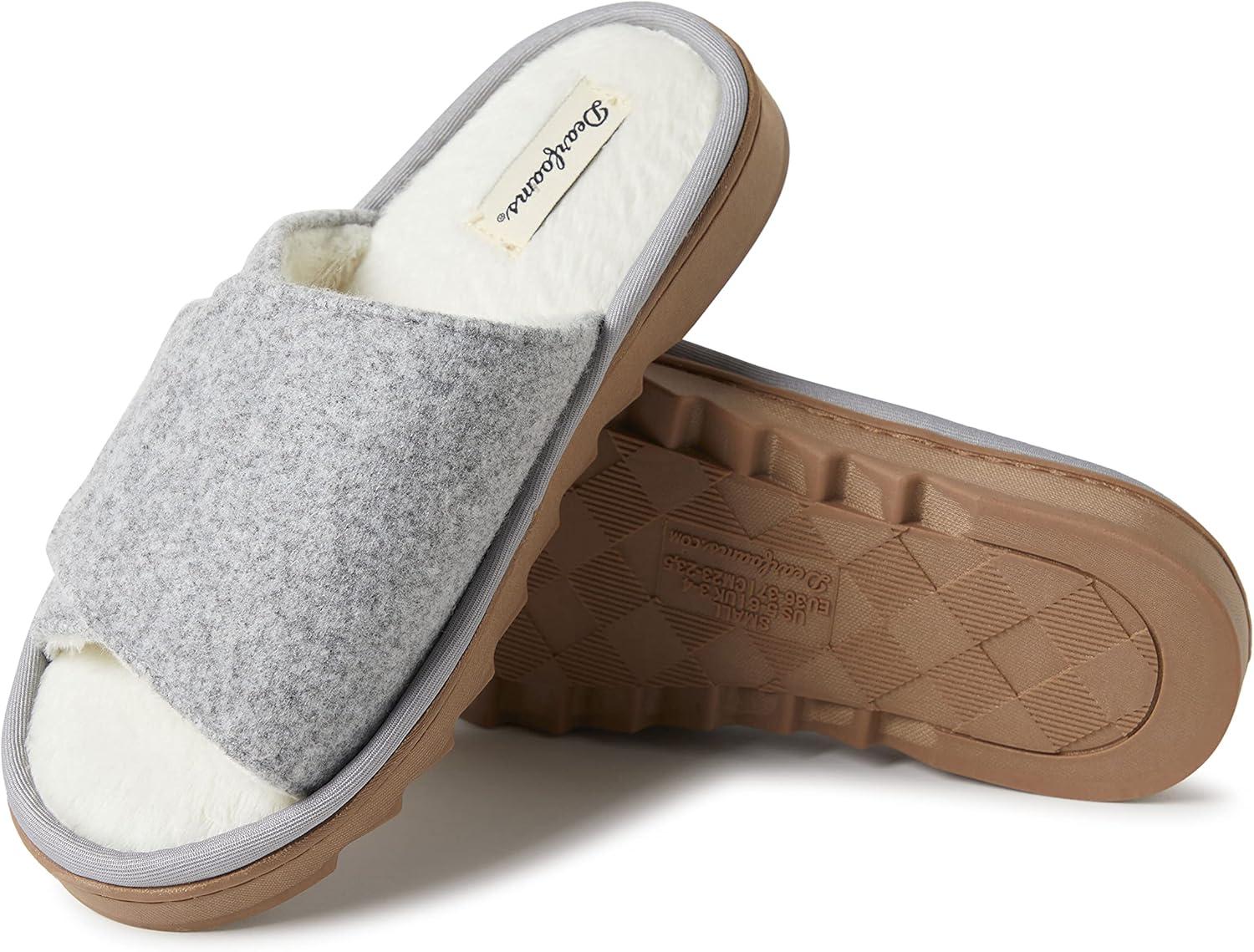 imageDearfoams Womens Norma Adjustable Wool Slide SlipperLight Heather Grey