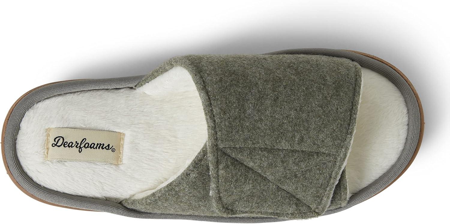 imageDearfoams Womens Norma Adjustable Wool Slide SlipperMoss