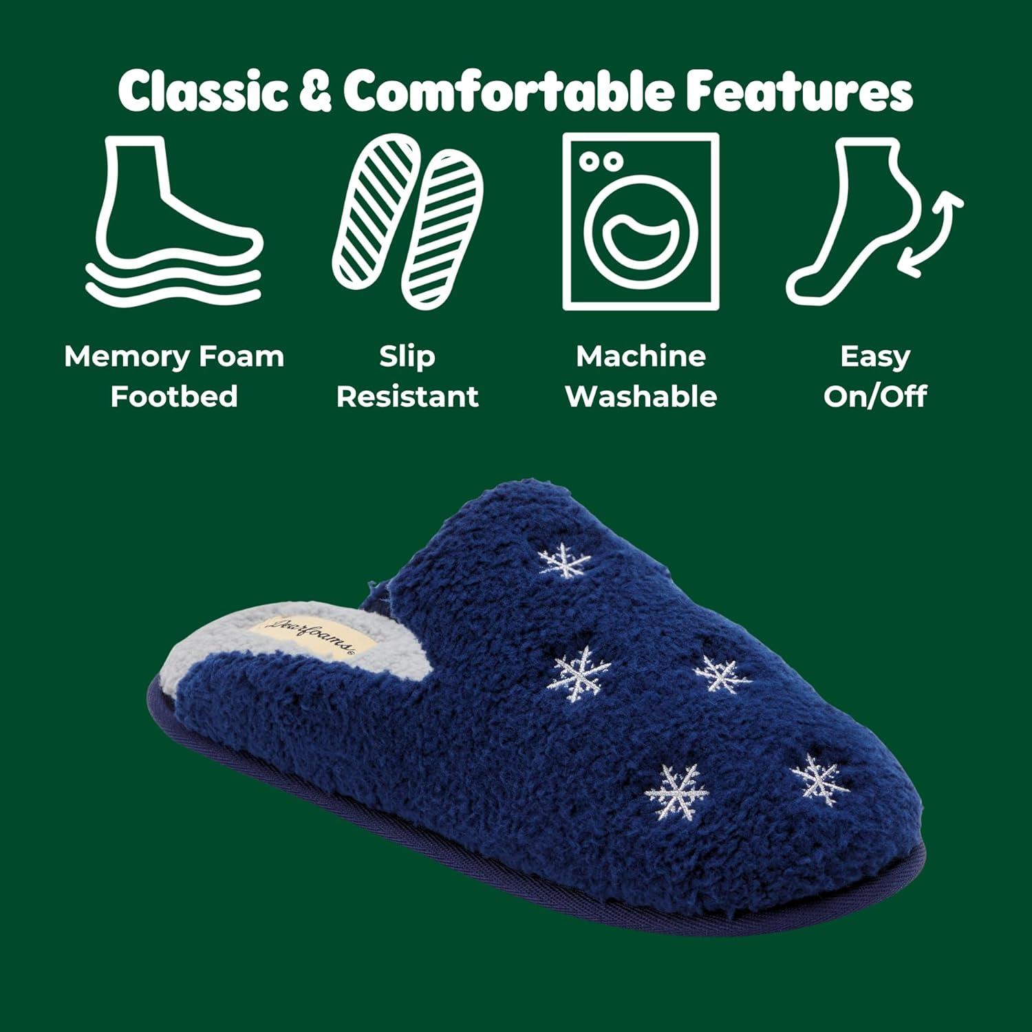 imageDearfoams Womens Novelty Gift Teddy Sherpa Scuff Slip On House ShoeSnowflake Icon