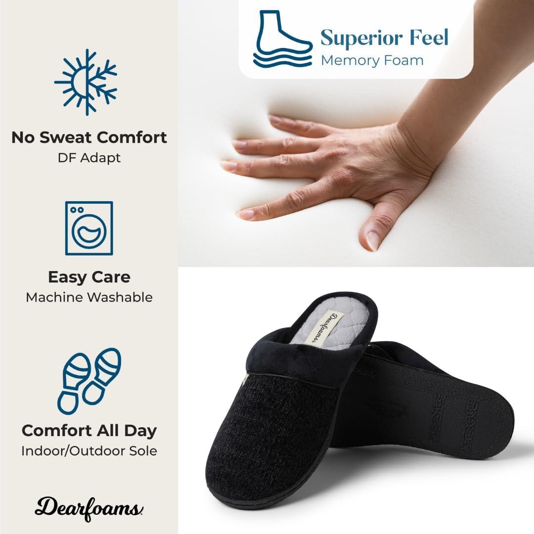 imageDearfoams Womens Samantha Knit Closed Toe Scuff SlipperBlack
