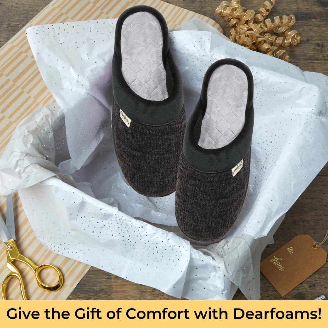 imageDearfoams Womens Samantha Knit Closed Toe Scuff SlipperBlack