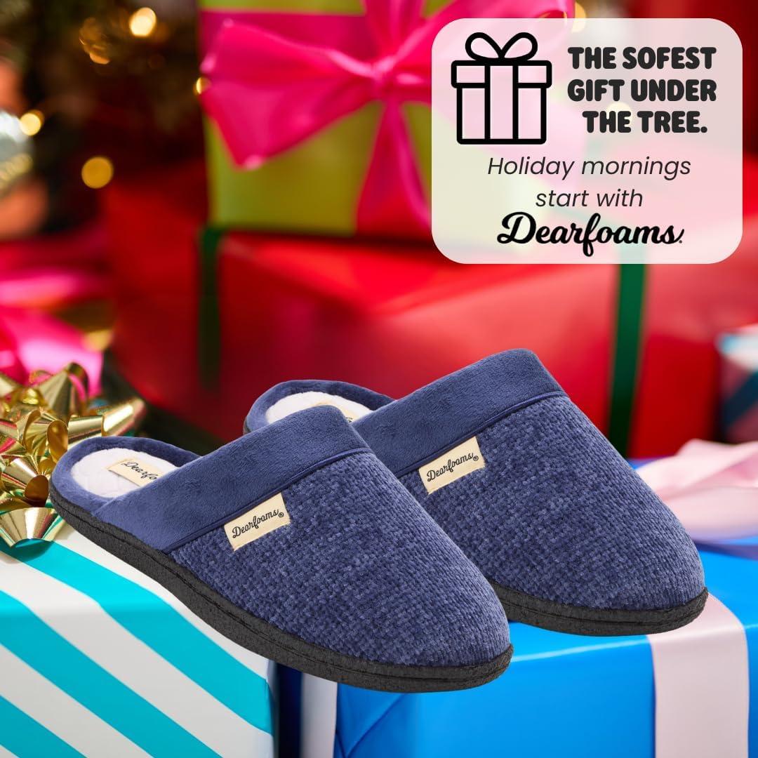 imageDearfoams Womens Samantha Knit Closed Toe Scuff SlipperPeacoat