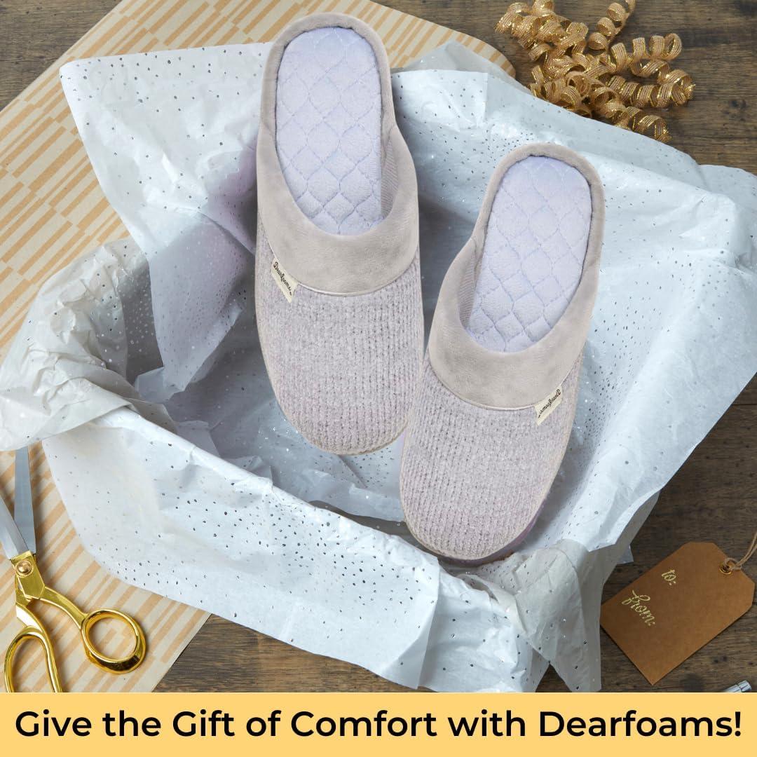 imageDearfoams Womens Samantha Knit Closed Toe Scuff SlipperSleet