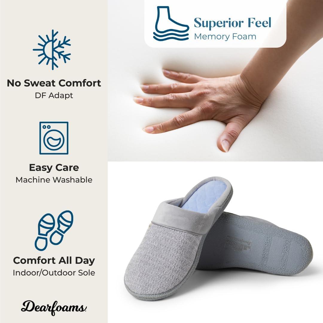 imageDearfoams Womens Samantha Knit Closed Toe Scuff SlipperSleet