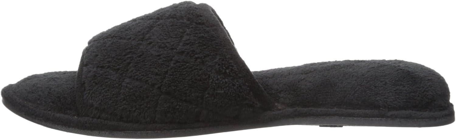 imageDearfoams Womens Terry Slide Flat Fresh PinkBlack