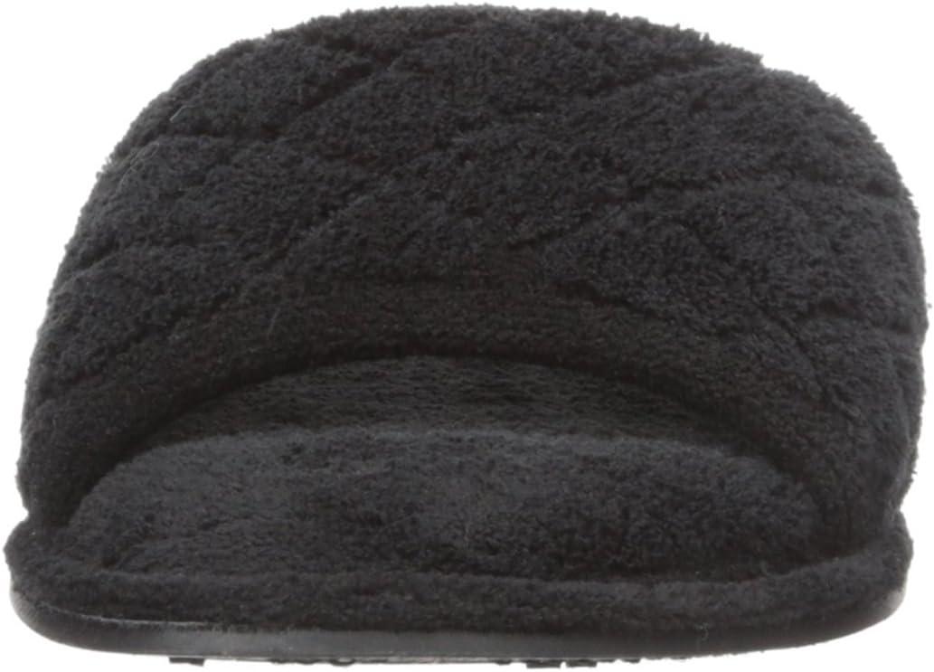 imageDearfoams Womens Terry Slide Flat Fresh PinkBlack
