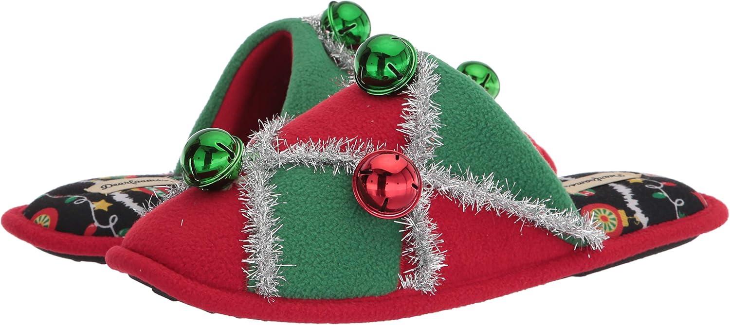 imageDearfoams Womens Ugly Sweater Closed Toe Scuff SlipperBells Argyle