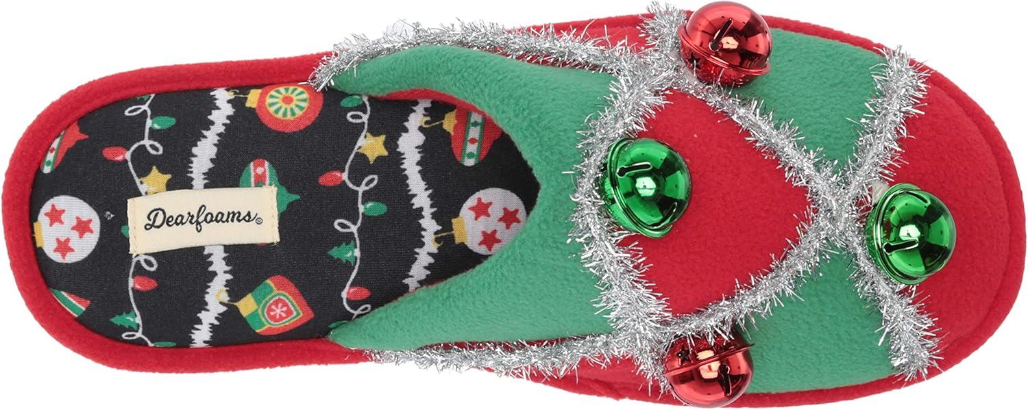 imageDearfoams Womens Ugly Sweater Closed Toe Scuff SlipperBells Argyle