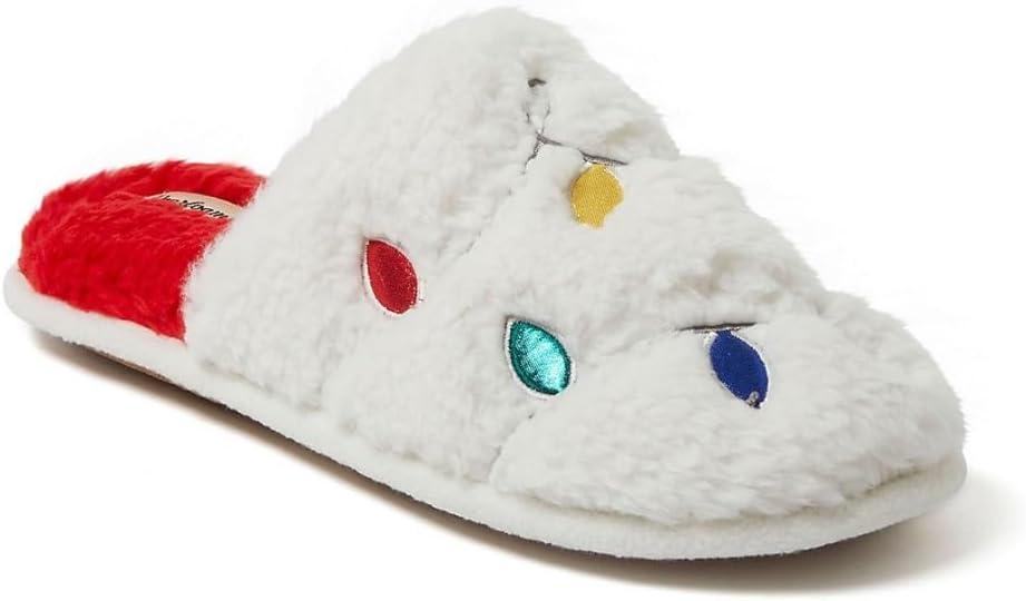 imageDearfoams Womens Ugly Sweater Closed Toe Scuff SlipperChristmas Lights