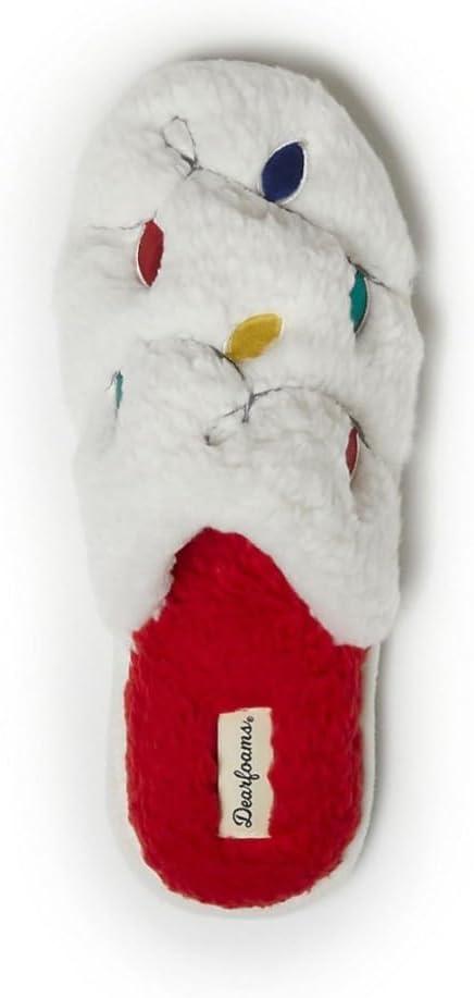 imageDearfoams Womens Ugly Sweater Closed Toe Scuff SlipperChristmas Lights