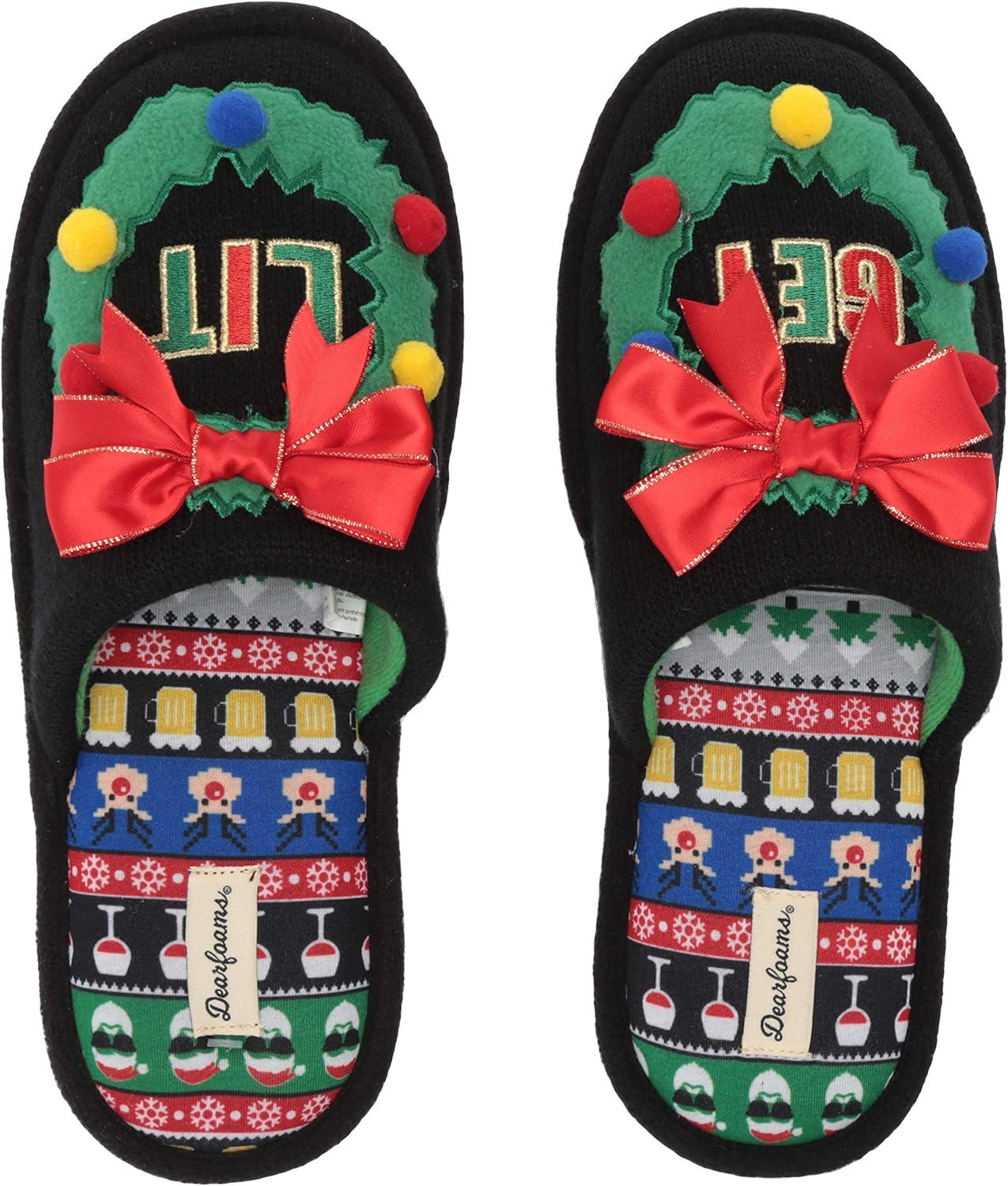 imageDearfoams Womens Ugly Sweater Closed Toe Scuff SlipperGet Lit