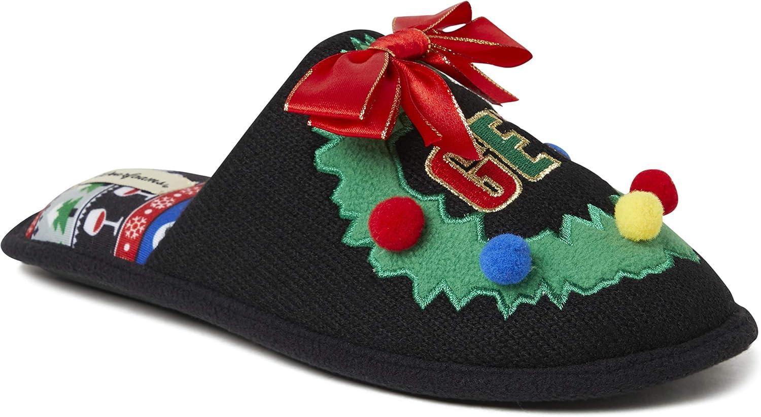 imageDearfoams Womens Ugly Sweater Closed Toe Scuff SlipperGet Lit